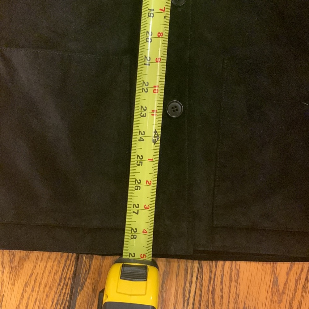NEW FRONTIER BLACK SUEDE BUTTON UP JACKET WITH REMOVABLE TIE BELT- SIZE SMALL - Picture 10 of 10